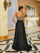 Open Back Wrap Maxi Black Prom Dress